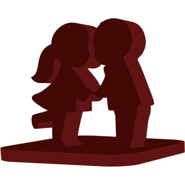Farsi Crafts Innocent Love Couple Wooden Sculpture – Modern & Creative Decorative Showpiece for Home, Living Room & Table Décor | Innovative Romantic Boy & Girl Silhouette | Impressive Wood Art Gift to Inspire & Motivate (Dark Brown)