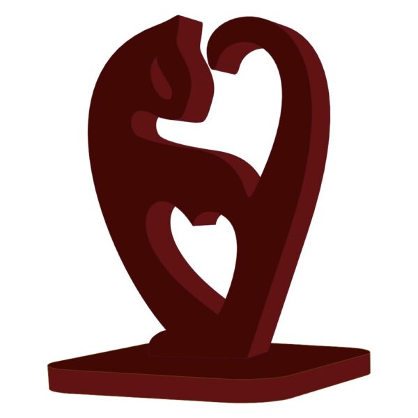 Farsi Crafts Cat with Heart Design Decorative Wooden Sculpture – Cute Feline Love Showpiece for Pet Lovers | Perfect Gift & Showcase Decor for Home or Office (Dark Brown)