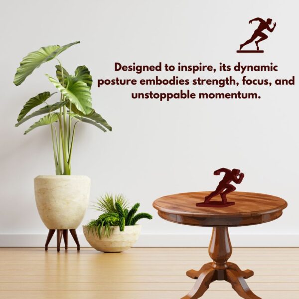 Farsi Crafts Artistic Runner Design Decorative Wooden Sculpture – Dynamic Athlete Pose Showpiece for Home Gym Decor | Unique Gift for Fitness Enthusiasts, Sports Lovers & Motivation Display (Dark Brown) - Image 2
