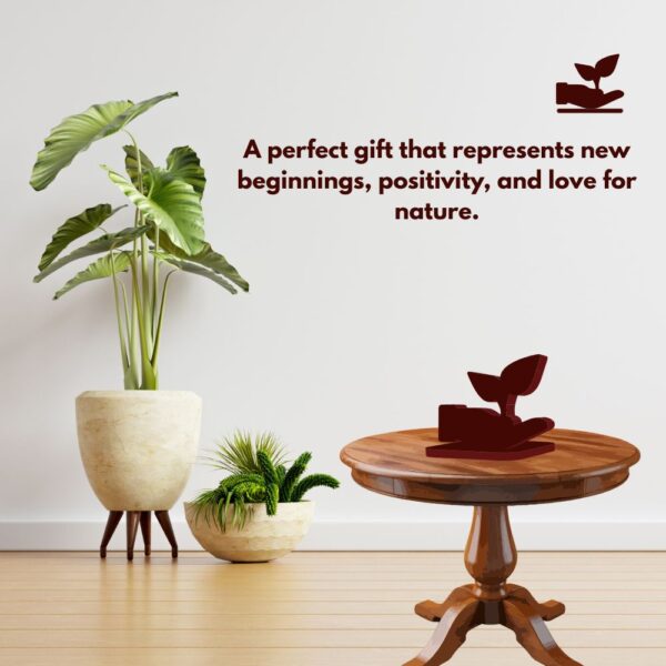Farsi Crafts Artistic Save Plant Hand Wooden Sculpture – Handcrafted Eco-Themed Figurine for Home Decor | Symbolic Gift of Nature, Growth & Protection (Dark Brown) - Image 2