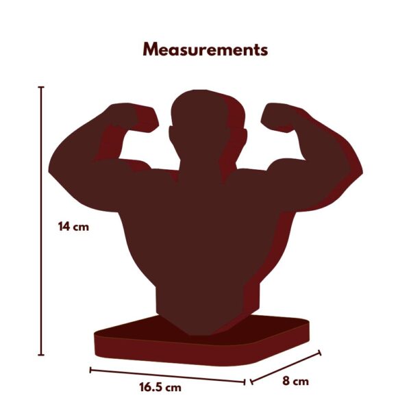 Farsi Crafts Flex Power Pose Wooden Sculpture – Unique Bodybuilder Showpiece for Gym Enthusiasts | Ideal Gift for Fitness Lovers & Perfect Decor for Home, Office, or Display Shelf (Dark Brown) - Image 3