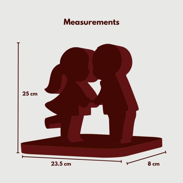 Farsi Crafts Innocent Love Couple Wooden Sculpture – Modern & Creative Decorative Showpiece for Home, Living Room & Table Décor | Innovative Romantic Boy & Girl Silhouette | Impressive Wood Art Gift to Inspire & Motivate (Dark Brown) - Image 3