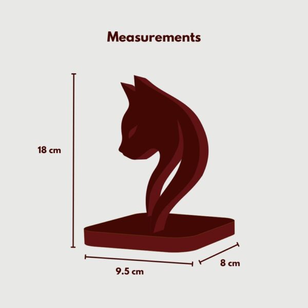 Farsi Crafts Feline Grace Cat Design Wooden Sculpture – Modern & Decorative Animal Art Showpiece for Table, Shelf & Home Decor | Stylish Abstract Pet Figurine Gift for Cat Lovers (Dark Brown) - Image 2