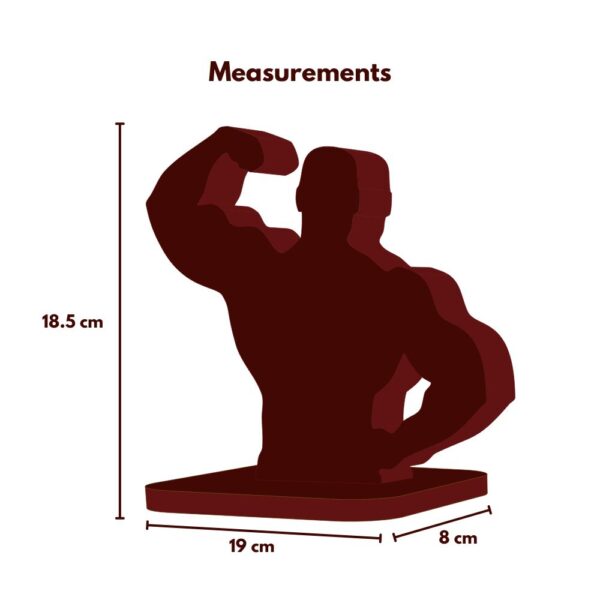 Farsi Crafts Flex Power Pose Wooden Sculpture – Unique Bodybuilder Design Showpiece for Gym Lovers | Perfect Gift for Fitness Enthusiasts & Ideal for Home, Office, or Showcase Decor (Dark Brown) - Image 3
