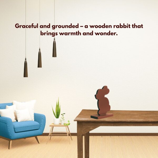 Farsi Crafts Artistic Rabbit Shaped Wooden Sculpture – Decorative Bunny Figurine for Home Decor | Cute Animal Showpiece & Unique Gift for Kids, Nature Lovers & Festive Occasions (Dark Brown) - Image 4