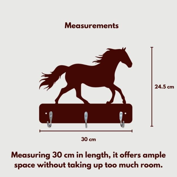 Farsi Crafts Stylish Horse Design Wooden Key Holder for Wall – Decorative Key Hanger for Home & Office Décor | Wall Mounted Key Organizer with 3 Hooks | Unique Horse Shaped Key Rack (Dark Brown) for Entryway & Living Room - Image 4