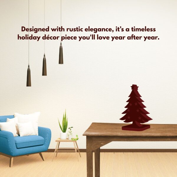 Farsi Crafts Christmas Tree Design Decorative Wooden Sculpture – Festive Tree Showpiece for Holiday Decor | Perfect Gift & Tabletop Display for Home, Office & Gifting (Dark Brown) - Image 4