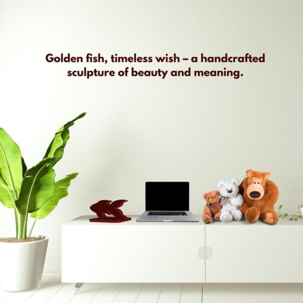 Farsi Crafts Artistic Golden Fish Design Decorative Wooden Sculpture – Elegant Aquatic Showpiece for Home Decor | Unique Gift for Housewarming, Living Room & Showcase Display (Gold & Brown) - Image 5