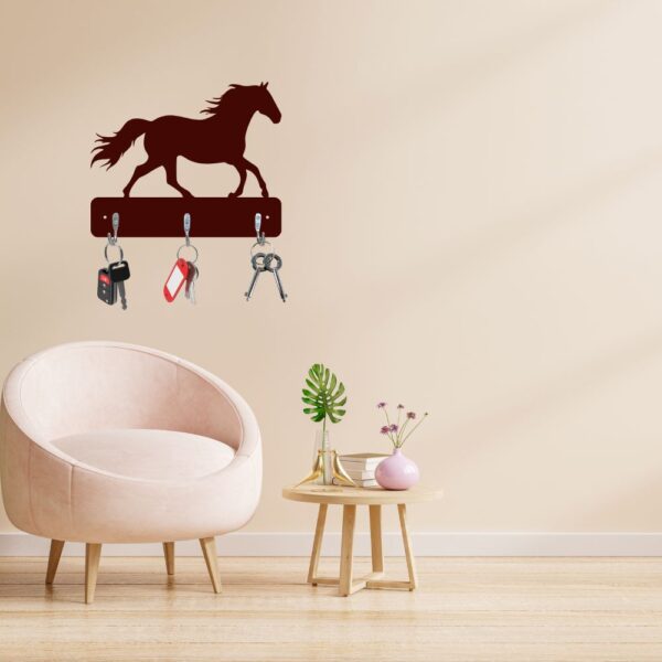 Farsi Crafts Stylish Horse Design Wooden Key Holder for Wall – Decorative Key Hanger for Home & Office Décor | Wall Mounted Key Organizer with 3 Hooks | Unique Horse Shaped Key Rack (Dark Brown) for Entryway & Living Room - Image 7