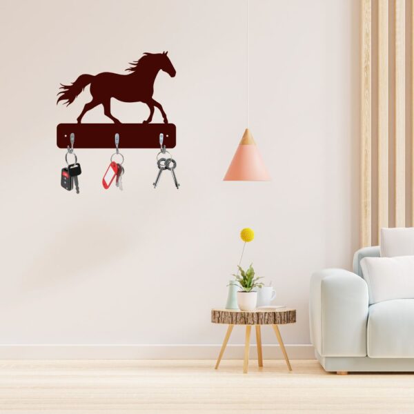 Farsi Crafts Stylish Horse Design Wooden Key Holder for Wall – Decorative Key Hanger for Home & Office Décor | Wall Mounted Key Organizer with 3 Hooks | Unique Horse Shaped Key Rack (Dark Brown) for Entryway & Living Room - Image 8